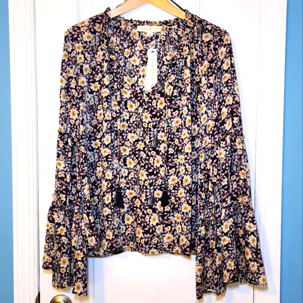 LoveStitch Floral Blouse Size L
